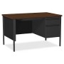 Lorell LLR66902 Single Pedestal Desk in Black Walnut