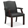 Lorell LLR68252 Leather Guest Chair with Nailhead Trim in Black