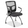 Lorell LLR84374 Mesh Back Fabric Seat Nesting Chair in Black
