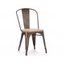 Design Lab MN LS-9000-RMTLW Dreux Steel Stackable Rustic Matte Light Elm Wood Seat Side Chair (Set of 4)