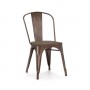 Design Lab MN LS-9000-RMTW Dreux Steel Stackable Rustic Matte Elm Wood Seat Side Chair (Set of 4)