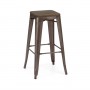 Design Lab MN LS-9100-RMTW Dreux Stackable Rustic Matte Elm Wood Seat Steel Barstool (Set of 4)