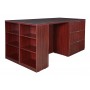 Regency LS2LF2SD8546MH Legacy Stand Up 2 Lateral File with 2 Desk Quad with Bookcase End in Mahogany