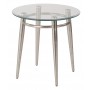 Ave Six MG0920R-NB Clear Tempered Glass Round Top End Table with Nickel Brushed Legs