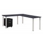 Regency MLSPM602442GYBPCM Kee 60" Single Pedestal L-Desk with 42" Return in Grey/Chrome