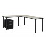 Regency MLSPM662442PLBPBK Kee 66" Single Pedestal L-Desk with 42" Return in Maple/Black