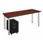 Regency MTSPM6024CHBPCM Kee 60" Single Mobile Pedestal Desk in Cherry/Chrome