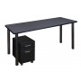 Regency MTSPM6024GYBPBK Kee 60" Single Mobile Pedestal Desk in Grey/Black