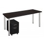 Regency MTSPM6024MWBPCM Kee 60" Single Mobile Pedestal Desk in Mocha Walnut/Chrome