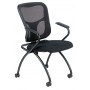 Eurotech Flip Black Fabric Seat Mesh Back Black Frame with Arms NT5000ARM