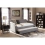 Baxton Studio Parkson-Grey-Daybed Parkson Corners Sofa Twin Daybed with Roll-Out Trundle Guest Bed