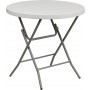Flash Furniture 32'' Round Granite White Plastic Folding Table RB-32R-GW-GG