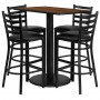 Flash Furniture 24'' x 42'' Rectangular Walnut Laminate Table Set with 4 Ladder Back Metal Bar Stools - Black Vinyl Seat RSRB1020-GG