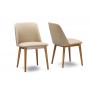 Wholesale Interiors RT324-CHR Lavin Mid-Century Dark Walnut Beige Faux Leather Dining Chairs
