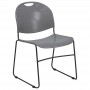 Flash Furniture Hercules Series 880 lb. Capacity Gray High Density, Ultra Compact Stack Chair with Black Frame RUT-188-GY-GG