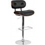 Flash Furniture Walnut Bentwood Adjustable Height Bar Stool with Button Tufted Black Vinyl Upholstery SD-2228-WAL-GG