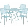 Flash Furniture CO-28SQF-02CHR4-SKY-GG 28" Square Steel Folding Patio Table Set with 4 Square Back Chairs in Blue (Default)
