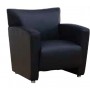 Office Star SL2911S-U6 Black Faux Leather Club Chair with Silver Finish Legs