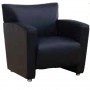 Office Star SL2912S-U6 Black Faux Leather Loveseat with Silver Finish Legs