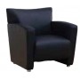 Office Star SL2913S-U6 Black Faux Leather Sofa with Silver Finish Legs