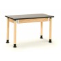 National Public Seating SLT2448AH-OK Adjustable Height Chem-Res Top Science Table with Oak Leg in Black