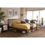 Baxton Studio SW8016-Walnut-M17-Queen Daylan Wood Slatted Queen Size Platform Bed
