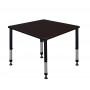 Regency TB4242MWAPBK Kee 42" Square Height Adjustable Classroom Table in Mocha Walnut
