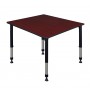 Regency TB4848MHAPBK Kee 48" Square Height Adjustable Classroom Table in Mahogany