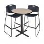 Regency TCB30RNDBE4495BK Cain 30" Round Cafe Table in Beige & 2 Zeng Stack Stools in Black