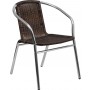 Flash Furniture TLH-020-GG Aluminum and Dark Brown Rattan Indoor-Outdoor Restaurant Chair