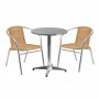 Flash Furniture TLH-ALUM-24RD-020BGECHR2-GG Indoor-Outdoor Table Set in Aluminum Beige