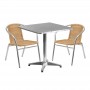 Flash Furniture TLH-ALUM-28SQ-020BGECHR2-GG Indoor-Outdoor Table Set in Aluminum Beige