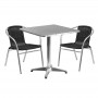 Flash Furniture TLH-ALUM-28SQ-020BKCHR2-GG Indoor-Outdoor Table Set in Aluminum Black