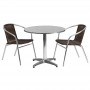 Flash Furniture TLH-ALUM-32RD-020CHR2-GG 31.5" Round Aluminum Indoor-Outdoor Table with 2 Rattan Chairs