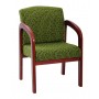 Officestar WD380-K103 Medium Oak Finish Visitors Chair in Herb