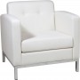 Office Star Wall Street Arm Chair White Faux Leather WST51A-W32