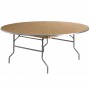 Flash Furniture 72'' Round HEAVY DUTY Birchwood Folding Banquet Table with METAL Edges XA-72-BIRCH-M-GG