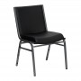 Flash Furniture Hercules Series Heavy Duty, 3'' Thickly Padded, Black Vinyl Upholstered Stack Chair XU-60153-BK-VYL-GG