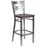 Flash Furniture XU-6F8B-CLR-BAR-WALW-GG Hercules Series Clear Restaurant Barstool - Walnut Wood Seat