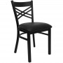 Flash Furniture Hercules Series Black ''X'' Back Metal Restaurant Chair with Black Vinyl Seat XU-6FOBXBK-BLKV-GG