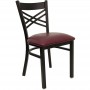 Flash Furniture Hercules Series Black ''X'' Back Metal Restaurant Chair with Burgundy Vinyl Seat XU-6FOBXBK-BURV-GG