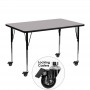 Flash Furniture XU-A2448-REC-GY-T-A-CAS-GG Mobile Rectangular Activity Table with Grey Thermal Fused Laminate Top and Standard Height Adjustable Legs