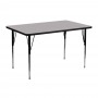 Flash Furniture 24''W x 48''L Rectangular Activity Table with Grey Thermal Fused Laminate Top and Standard Height Adjustable Legs XU-A2448-REC-GY-T-A-GG