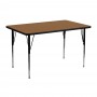 Flash Furniture 24''W x 48''L Rectangular Activity Table with Oak Thermal Fused Laminate Top and Standard Height Adjustable Legs XU-A2448-REC-OAK-T-A-GG