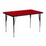 Flash Furniture 24''W x 48''L Rectangular Activity Table with Red Thermal Fused Laminate Top and Standard Height Adjustable Legs XU-A2448-REC-RED-T-A-GG