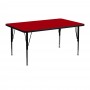 Flash Furniture 24''W x 48''L Rectangular Activity Table with Red Thermal Fused Laminate Top and Height Adjustable Short Legs XU-A2448-REC-RED-T-P-GG