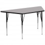 Flash Furniture 30''W x 60''L Trapezoid Activity Table with Grey Thermal Fused Laminate Top and Standard Height Adjustable Legs XU-A3060-TRAP-GY-T-A-GG