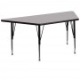 Flash Furniture 30''W x 60''L Trapezoid Activity Table with Grey Thermal Fused Laminate Top and Height Adjustable Short Legs XU-A3060-TRAP-GY-T-P-GG