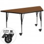Flash Furniture XU-A3060-TRAP-OAK-H-P-CAS-GG Mobile Trapezoid Activity Table with Height Adjustable Pre-School Legs