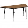 Flash Furniture 30''W x 60''L Trapezoid Activity Table with Oak Thermal Fused Laminate Top and Height Adjustable Short Legs XU-A3060-TRAP-OAK-T-P-GG